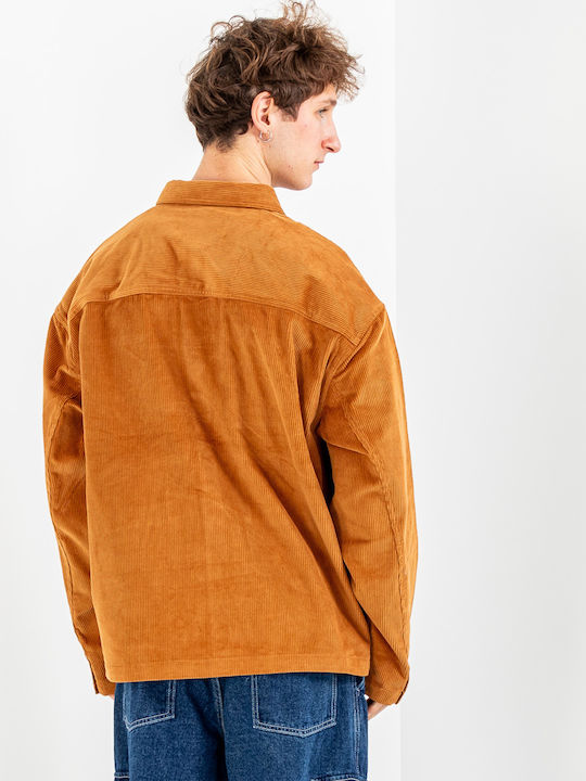 Juncture Mânecă Lungă 100% Bumbac Overshirt Maro