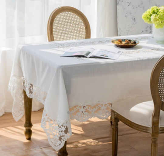Liolios Home Set 3 Pieces Tablecloth with Embroidery 160x260cm