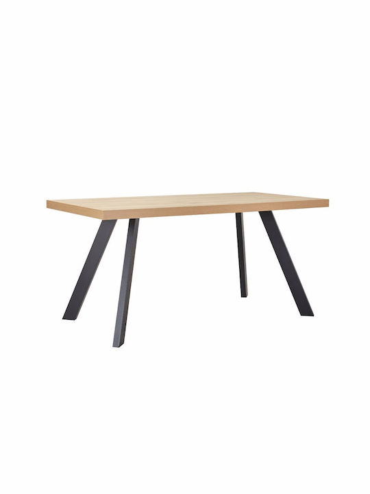 Ville Table Dining Room Wooden with Metal Frame Natural 160x80x76cm
