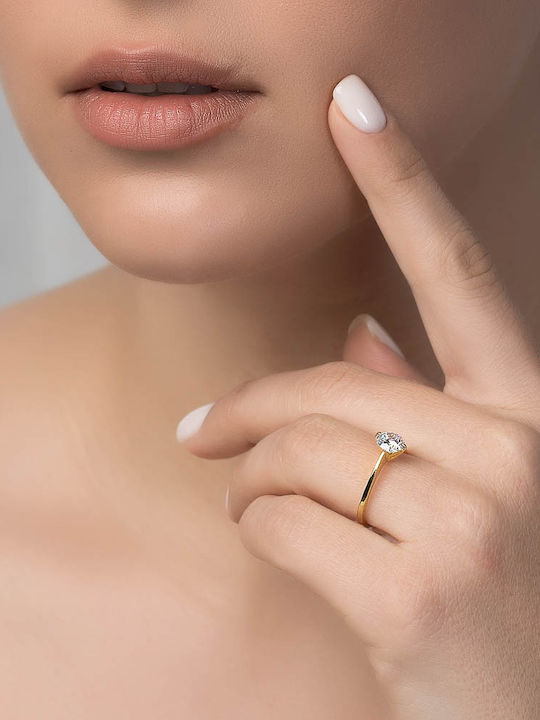 Dio Jewellery Lab Γυναικείο Δαχτυλίδι με Ζιργκόν από Ασήμι