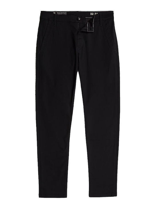 Morry Trousers Chino Elastic in Tapered Line Dk Black