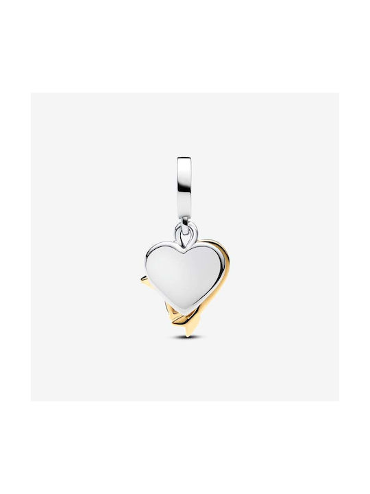 Pandora Charm Καρδιά από Επιχρυσωμένο Ασήμι Κόκκινο