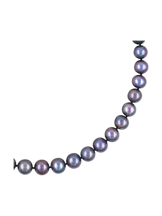 Necklace K18 White Gold Clasp Black Pearls F124755