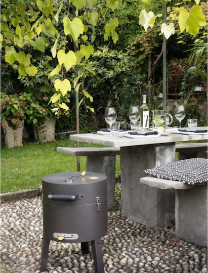 Boretti Tragbar Holzkohlegrill mit Deckel 37cmx37cm