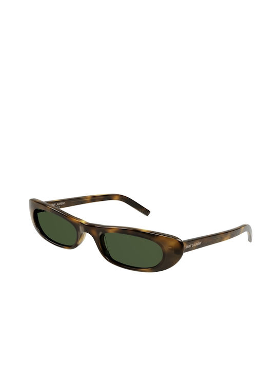 Ysl De damă Ochelari de soare cu Maro Broască țestoasă Din plastic Cadru și Verde Lentilă SL 557 SHADE 002