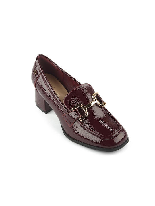 Fshoes Synthetic Leather Burgundy Medium Heels