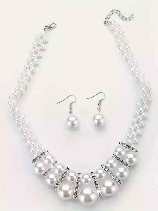 Set with Necklace & Earrings with Pearls