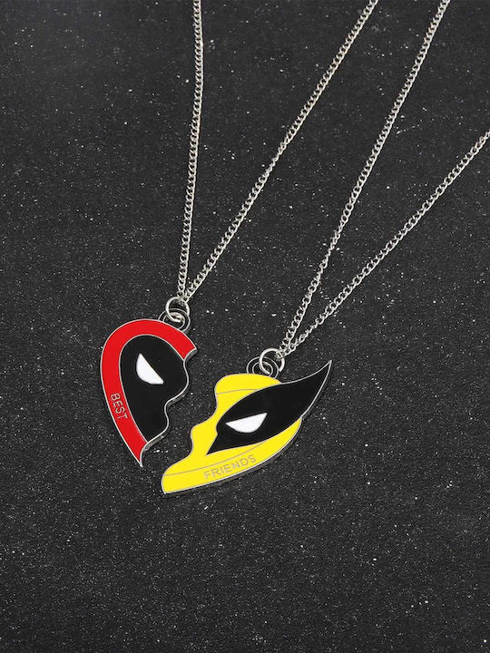 Огърлица Deadpool Wolverine Marvel Комплект Жълт Червен Голям Размер Molfs