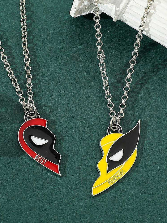 Огърлица Deadpool Wolverine Marvel Комплект Жълт Червен Голям Размер Molfs