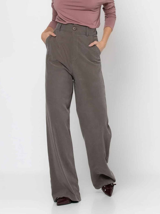 Noobass Women's High-waisted Fabric Trousers in Straight Line Cigar