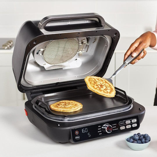 Ninja Foodi Max Pro Tabletop Electric Grill Smooth and Ribbed Plate 1000W with Lid and Adjustable Thermostat