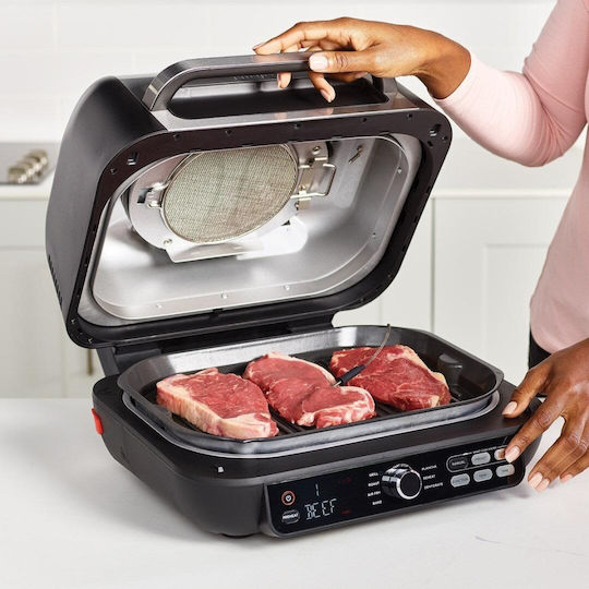 Ninja Foodi Max Pro Tabletop Electric Grill Smooth and Ribbed Plate 1000W with Lid and Adjustable Thermostat