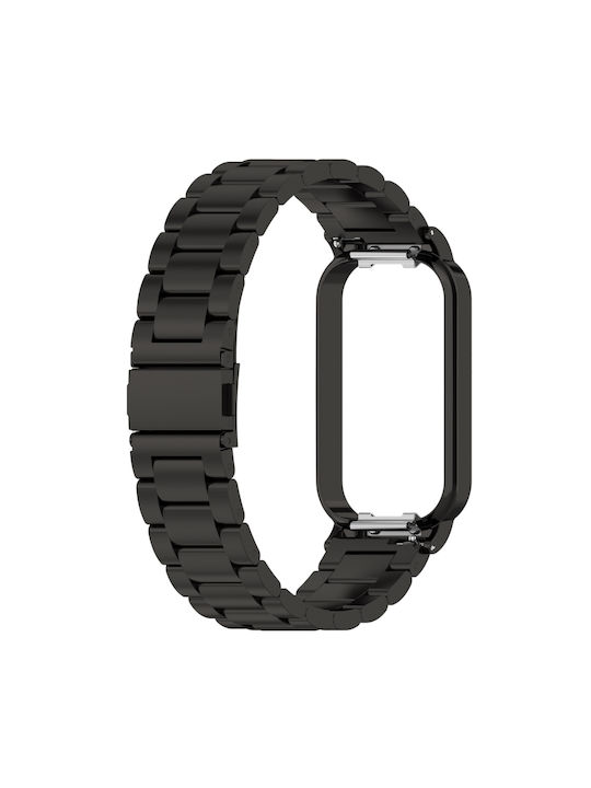Xiaomi Smart Band 8 Active Three Bead Ανοξείδωτο Ατσάλι Ζώνη Ρολογιού + Μεταλλικό Πλαίσιο Ρολογιού Μαύρο