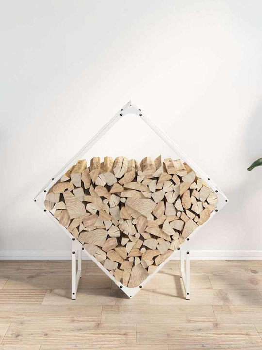 vidaXL Inox Ράφι Αποθήκευσης Ξύλων 80x25x80cm Λευκό