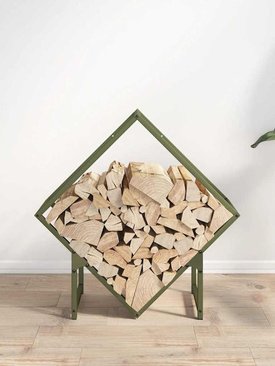 vidaXL Inox Ράφι Αποθήκευσης Ξύλων 60x25x60cm Πράσινο