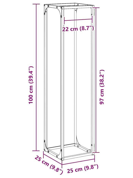 vidaXL Inox Ράφι Αποθήκευσης Ξύλων 25x25x100cm Πράσινο