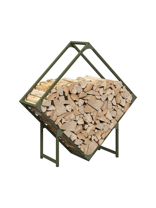 vidaXL Inox Ράφι Αποθήκευσης Ξύλων 80x25x80cm Πράσινο