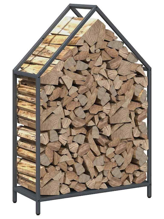 vidaXL Firewood Inox Shelf Wood Storage 60x25x90cm Gray