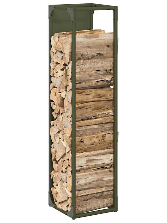 vidaXL Inox Ράφι Αποθήκευσης Ξύλων 25x25x100cm Πράσινο