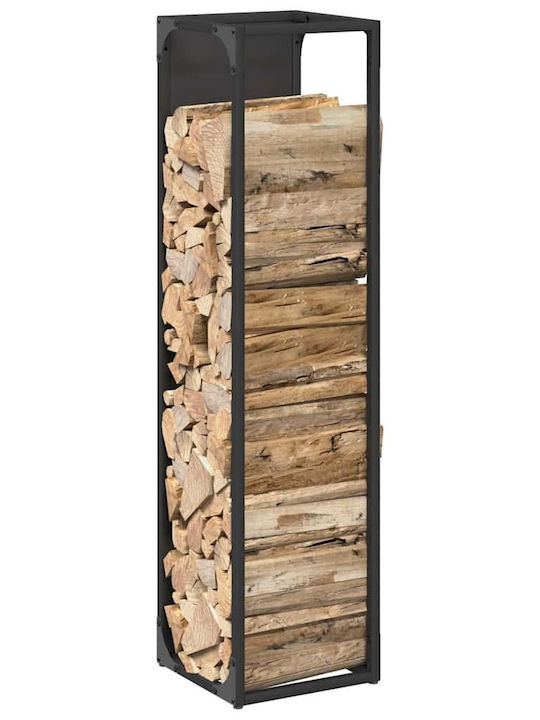 vidaXL Inox Ράφι Αποθήκευσης Ξύλων 25x25x100cm Μαύρο