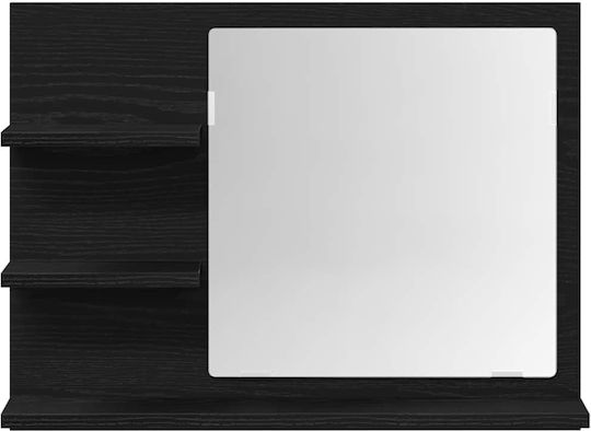 vidaXL Badezimmerspiegel aus Spanplatte mit Regal 60x10.5cm Schwarz