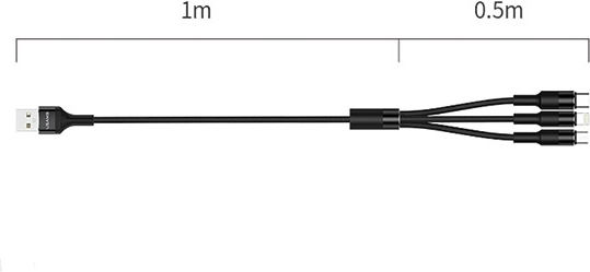 Usams Geflochten USB zu Blitzschlag / Typ-C Kabel 2A Schwarz 1.5m (US-SJ219)