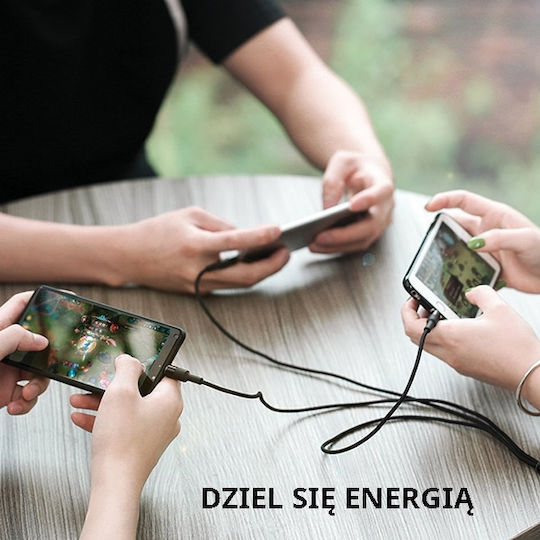 Usams Geflochten USB zu Blitzschlag / Typ-C,TC-TC Kabel 2A Schwarz 1.5m (US-SJ219)