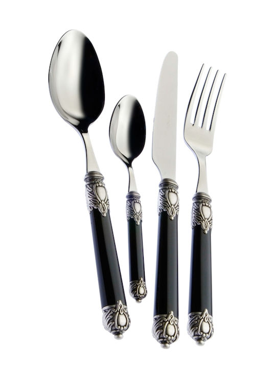 Casa Bugatti Renaissance Old-silver Σετ Μαχαιροπίρουνα Ανοξείδωτα Μαύρα 24τμχ