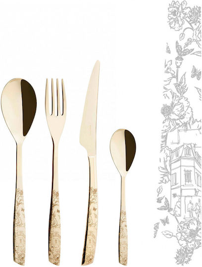 Casa Bugatti Riviera La Ville Champagn Cutlery Set Stainless Gold 24pcs