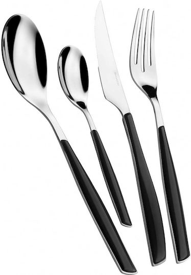 Casa Bugatti Glamour Set de Tacâmuri Inoxidabil Negre 24buc