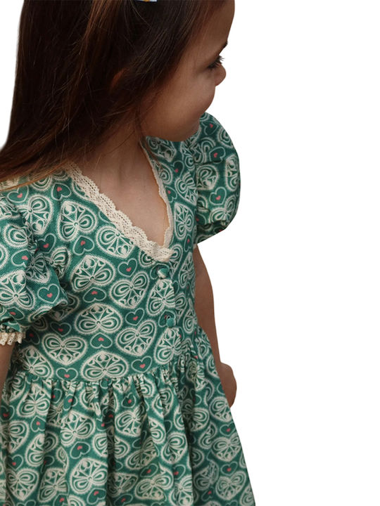 Children's Dress Lacy Green