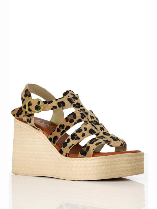 Leopard Suede Platforms with Straw Effect Sole