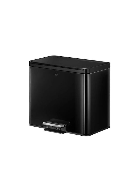 Eko Essential Κάδος Απορριμμάτων από Ανοξείδωτο Ατσάλι με Πεντάλ Μαύρος 46.2x41x33.8cm
