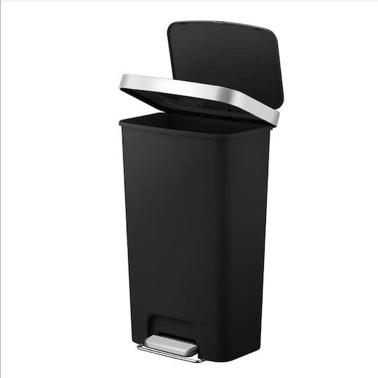 Eko Coș De Gunoi Hana Din Oțel Inoxidabil Cu Pedală Negru 45lt