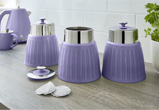 Swan Swka1024 Set 3buc Borcane pentru Zahăr / Maro / Ceai cu capac Plastic Violet 1200ml