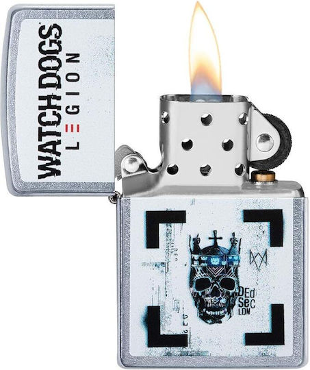 Zippo Skull Ветроустойчив Запалка Пламък в Златист Цвят