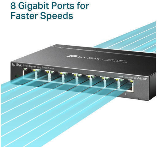 TP-LINK TL-SG108E Unmanaged L2 Switch with 8 Gigabit (1Gbps) Ethernet Ports