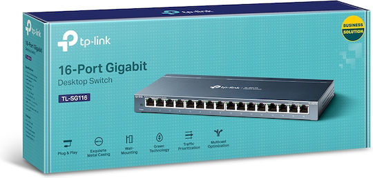 TP-LINK TL-SG116 v2 Unmanaged L2 Switch με 16 Θύρες Gigabit (1Gbps) Ethernet