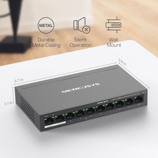 Mercusys MS110P Unmanaged L2 PoE+ Switch με 10 Θύρες Ethernet