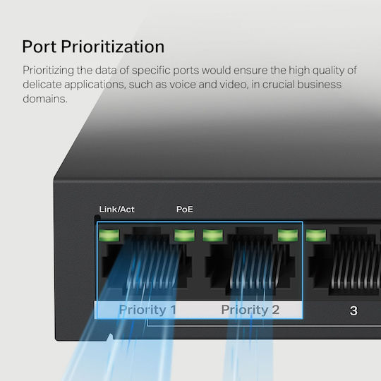 Mercusys MS110P Unmanaged L2 PoE+ Switch με 10 Θύρες Ethernet