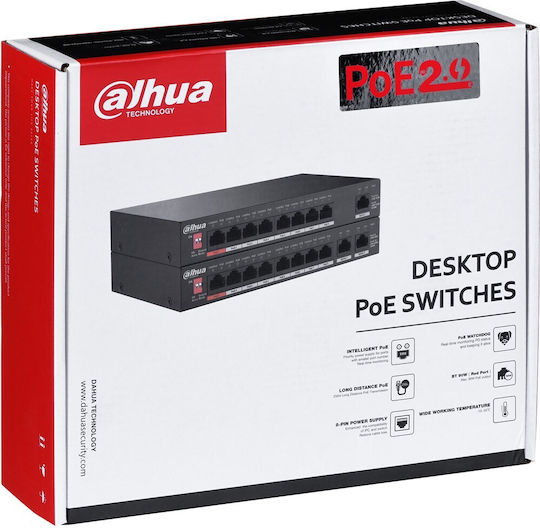 Dahua PFS3010-8ET-96 Unmanaged L2 PoE++ Switch with 10 Gigabit (1Gbps) Ethernet Ports