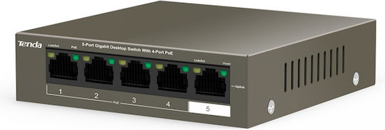 Tenda TEG1105P-4-63W Unmanaged L2 PoE+ Switch με 5 Θύρες Gigabit (1Gbps) Ethernet