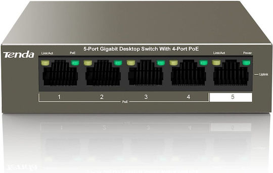 Tenda TEG1105P-4-63W Unmanaged L2 PoE+ Switch με 5 Θύρες Gigabit (1Gbps) Ethernet