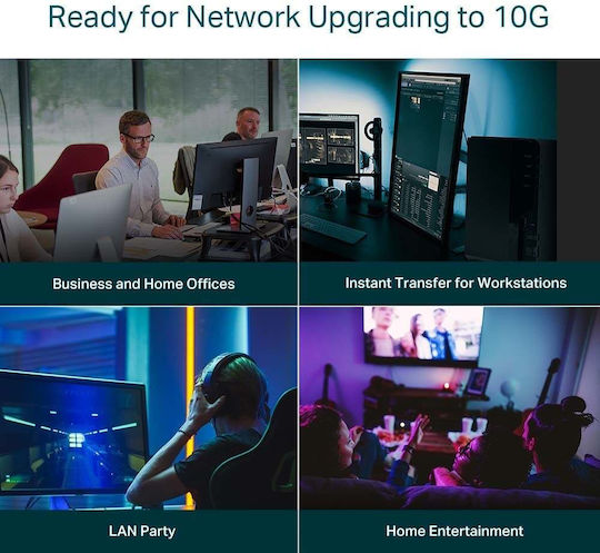 TP-LINK TL-SX1008 Unmanaged L2 Switch with 8 Gigabit (10Gbps) Ethernet Ports