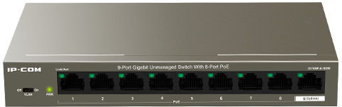 IP-COM G1109P-8-102W Unverwaltet L2 PoE+ Switch mit 9 Ports Gigabit (1Gbps) Ethernet