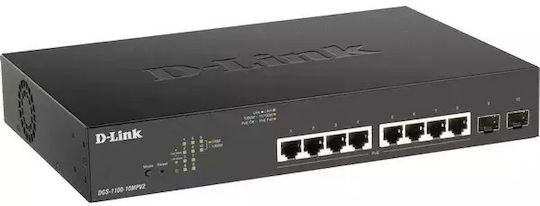 D-Link DGS-1100-10MPV2 Managed L2 PoE+ Switch με 8 Θύρες Gigabit (1Gbps) Ethernet και 2 SFP Θύρες