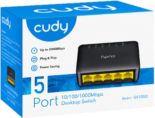 Cudy GS105D v4 Unmanaged Switch με 5 Θύρες Gigabit (1Gbps) Ethernet