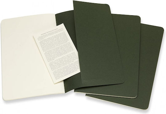 Moleskine 13x21 Σετ 3 Σημειωματάρια Bullet Journal 80 Φύλλων με Λευκές Σελίδες Πράσινα
