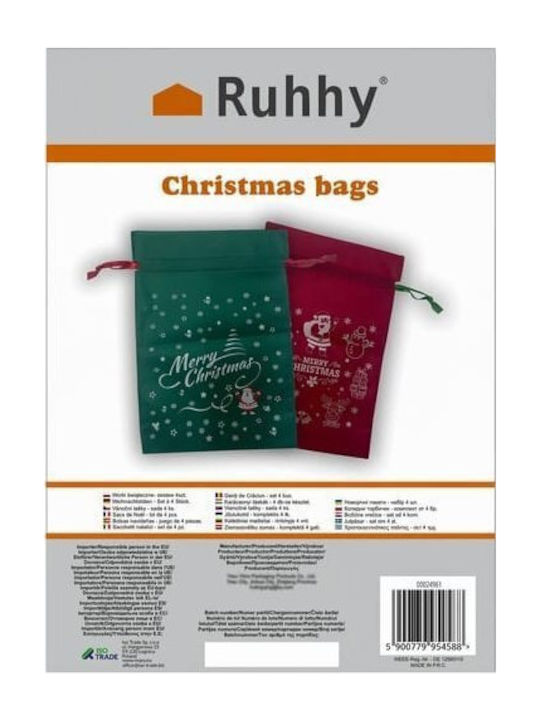 Ruhhy Set Christmas Bags Fabric Red 4pcs