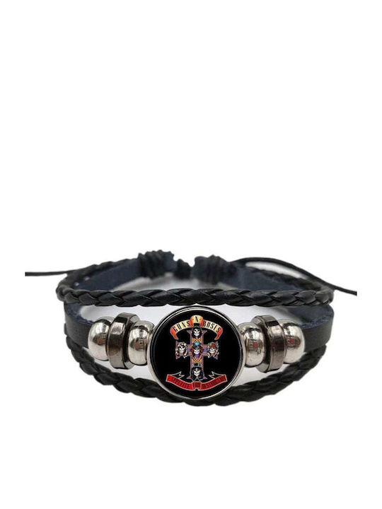 Βραχιόλι Guns N Roses Μαύρο Σχοινί Ρυθμιζόμενο Guns N Roses Bracelet Black Rope Adjustable Molfs